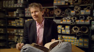 Michael Wood with the Textus Roffensis