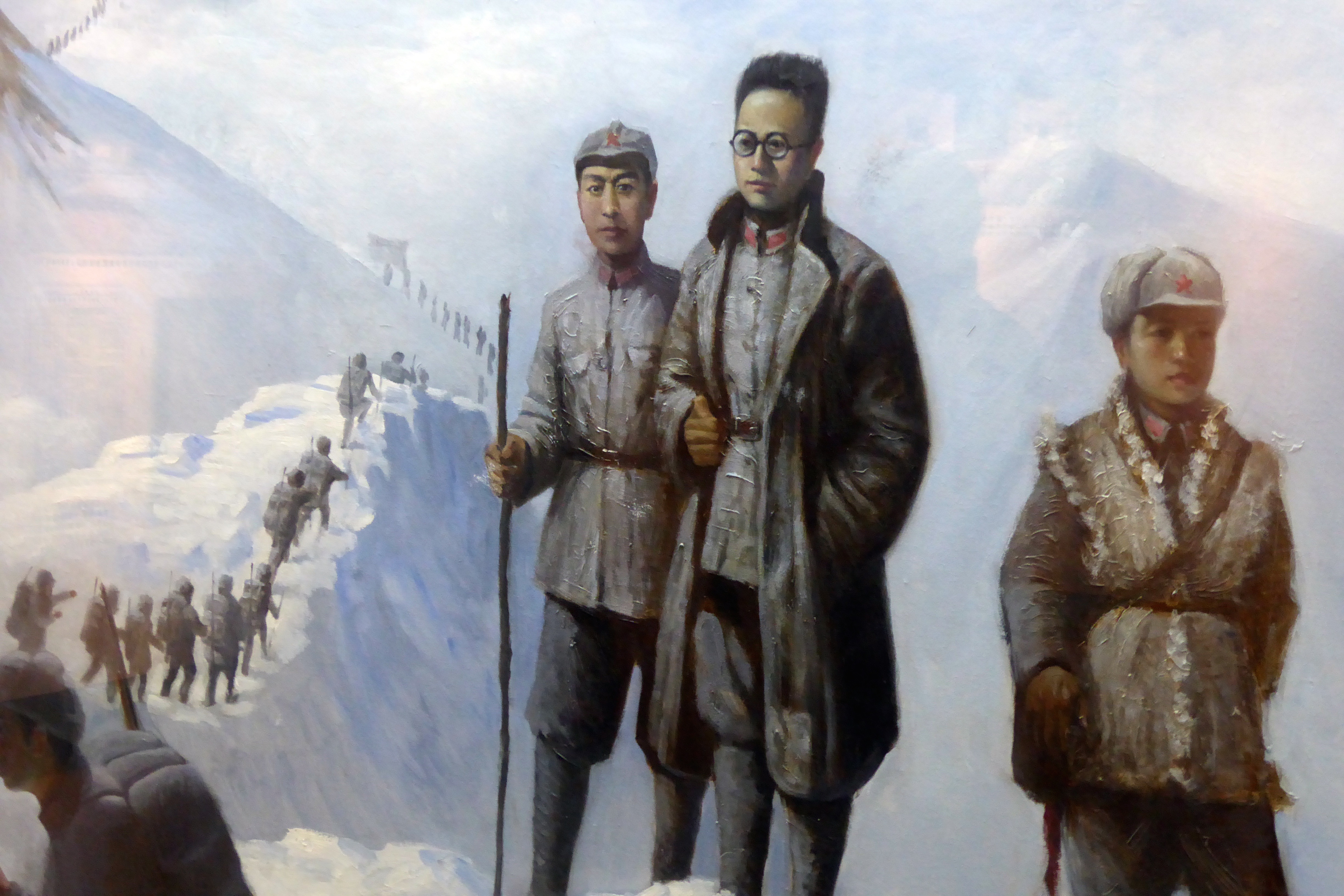 A Qin family descendant depicted in a painting of the Long march, Wuxi
